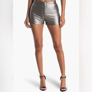 Just One Faux Leather Hot Shorts – Pewter – Size Medium